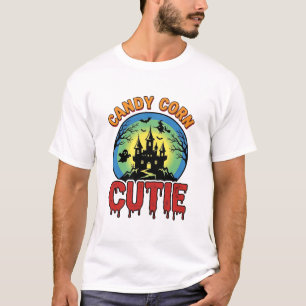 Candy Corn Cutie Vintage Halloween Kasteel Design_ T-shirt