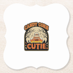 Candy Corn Cutie Vintage Halloween Vectorontwerp_1 Kartonnen Onderzetters