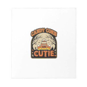 Candy Corn Cutie Vintage Halloween Vectorontwerp_1 Notitieblok