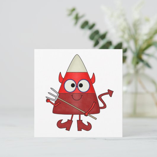 Candy Corn Devil Halloween Kaart (Staand voorkant)