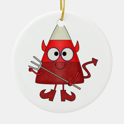 Candy Corn Devil Halloween Keramisch Ornament (Voorkant)