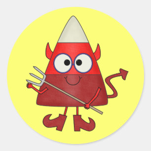 Candy Corn Devil Halloween Ronde Sticker