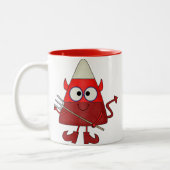 Candy Corn Devil Halloween Tweekleurige Koffiemok (Links)