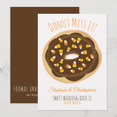 Candy Corn Donut Halloween Wedding Save The Date (Voorkant / Achterkant)