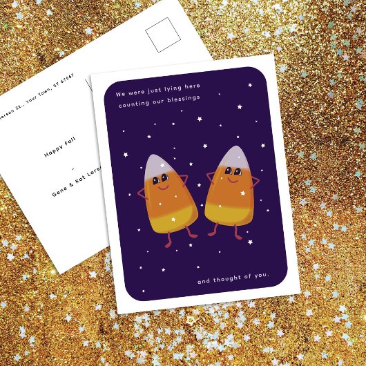 Candy Corn Duo "Counting Our Blessings" Herfst Feestdagenkaart