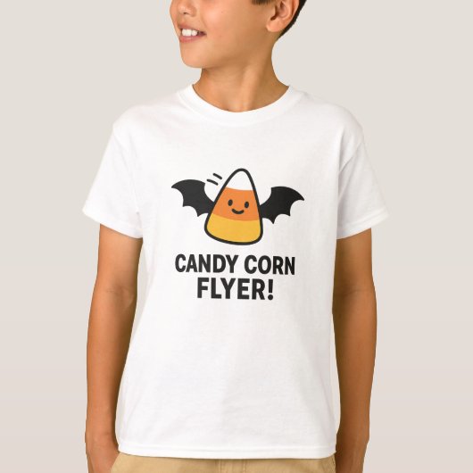 Candy Corn Flyer Cute Halloween Bat Design T-shirt (Voorkant)