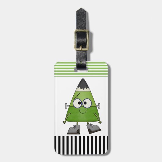 Candy Corn Frankenstein Halloween Bagagelabel (Voorkant verticaal)