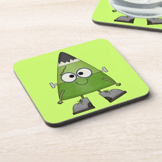 Candy Corn Frankenstein Halloween Bier Onderzetter (Linkerzijde)