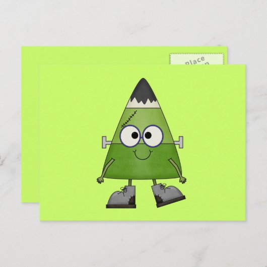 Candy Corn Frankenstein Halloween Briefkaart (Voorkant / Achterkant)
