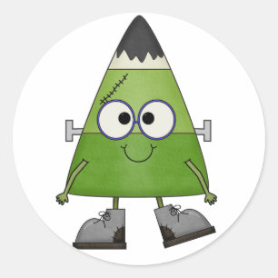 Candy Corn Frankenstein Halloween Ronde Sticker