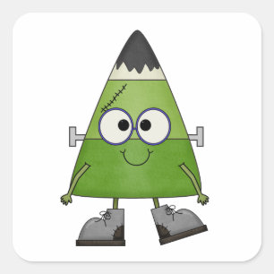 Candy Corn Frankenstein Halloween Vierkante Sticker