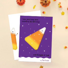 Candy Corn Gelukkig Herfst Vakantiekaart Feestdagenkaart