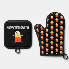 Candy Corn Ghost Ovenwant & Pannenlap Set
