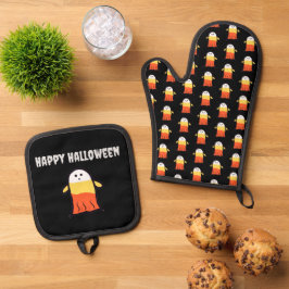 Candy Corn Ghost Ovenwant & Pannenlap Set