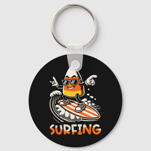 Candy Corn Grappig Halloween Ontwerp Sleutelhanger (Voorkant)