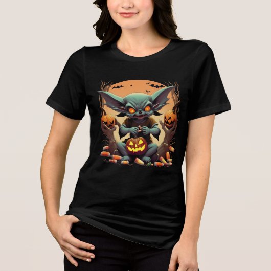 Candy Corn Gremlin Tri-Blend Shirt (Voorkant)