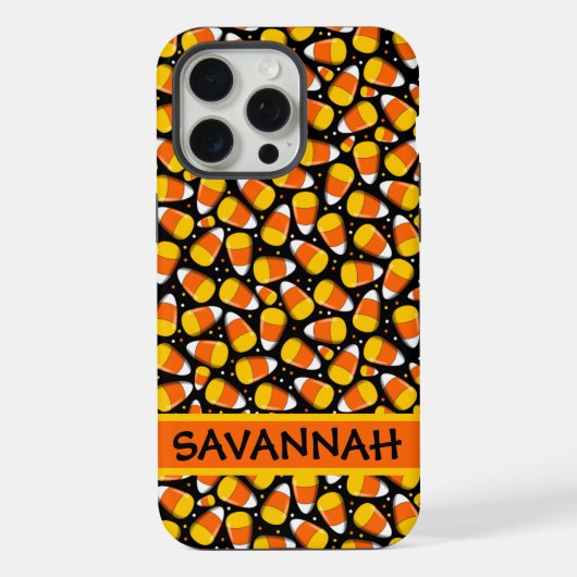 Candy Corn Halloween Aangepaste Naam iPhone Hoesje (Achterkant)