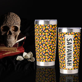 Candy Corn Halloween aangepaste naam Waterfles Geïsoleerde Drinkbeker