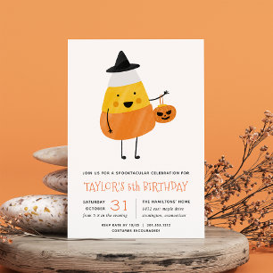 Candy Corn Halloween Birthday Party Kaart