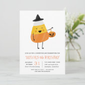 Candy Corn Halloween Birthday Party Kaart (Staand voorkant)