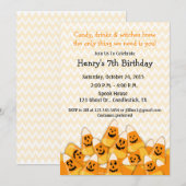 Candy Corn Halloween Birthday Party Kaart (Voorkant / Achterkant)