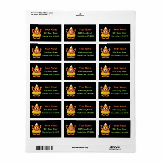 Candy Corn Halloween Boo Party Etiket (Full Sheet)