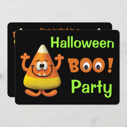 Candy Corn Halloween Boo Party Kaart (Voorkant / Achterkant)