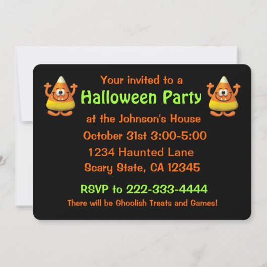 Candy Corn Halloween Boo Party Kaart (Achterkant)