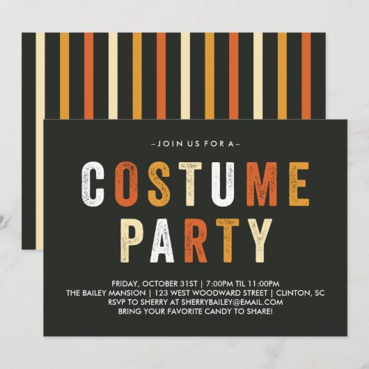 Candy Corn Halloween Costume Party Invitation Kaart (Voorkant / Achterkant)