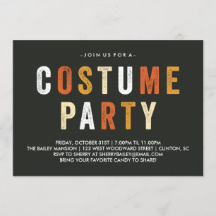 Candy Corn Halloween Costume Party Invitation Kaart