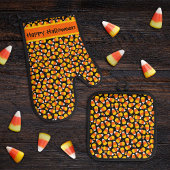 Candy Corn Halloween Custom Ovenwant & Pannenlap Set
