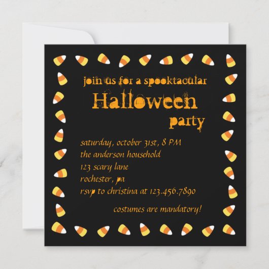 Candy Corn Halloween Invitation Kaart (Voorkant)