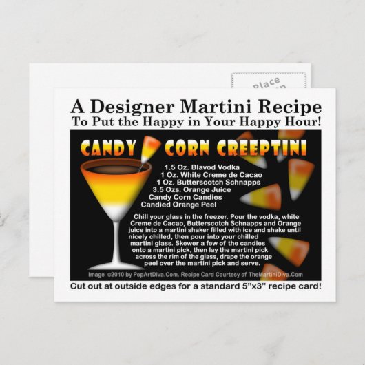 Candy Corn Halloween Martini Recept Briefkaart (Voorkant / Achterkant)