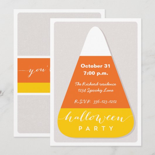 Candy Corn Halloween Party Kaart (Voorkant / Achterkant)