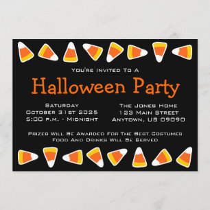 Candy Corn Halloween Party-uitnodigingen Kaart