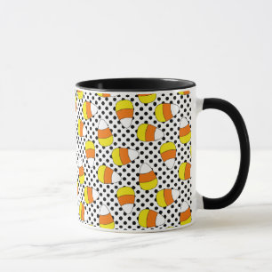 Candy Corn Halloween Polka Dot Mok