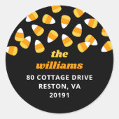 Candy Corn Halloween Retouradres Ronde Sticker (Voorkant)