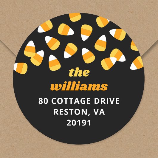 Candy Corn Halloween Retouradres Ronde Sticker
