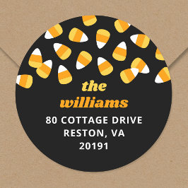 Candy Corn Halloween Retouradresstickers Ronde Sticker