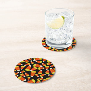 Candy Corn Halloween Ronde Kartonnen Onderzetter