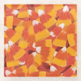 Candy Corn Halloween-waterverfschilderij Glazen Onderzetter