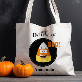 Candy Corn Happy Halloween gepersonaliseerd Tote Bag