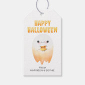 Candy Corn Happy Halloween Ghost Gepersonaliseerde Cadeaulabel (Voorkant)