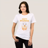 Candy Corn Happy Halloween Ghost Tri-Blend Shirt (Voorkant volledig)