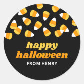 Candy Corn Happy Halloween Party Favoriet Ronde Sticker (Voorkant)