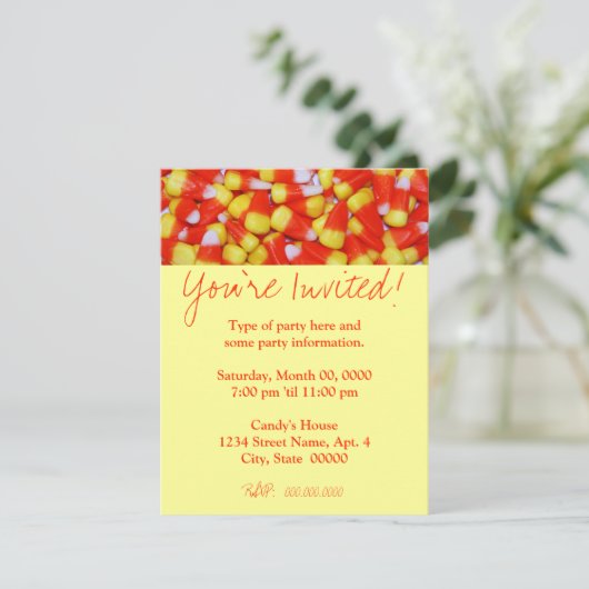 Candy Corn Invitation Kaart (Staand voorkant)