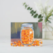 Candy Corn Jar | Fijne Halloween Feestdagenkaart (Staand voorkant)