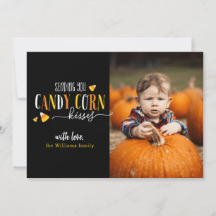 Candy Corn Kisses Halloween-fotokaarten Kaart