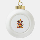 Candy Corn Koe Keramische Bal Ornament (Voorkant)