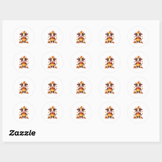 Candy Corn Koe Ronde Sticker (Vel)